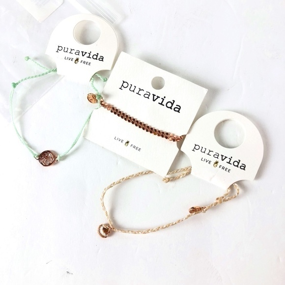 NWT pura vida set of 3 bracelets Rosie Coin & La Concha Bracelet Stack - Picture 1 of 5